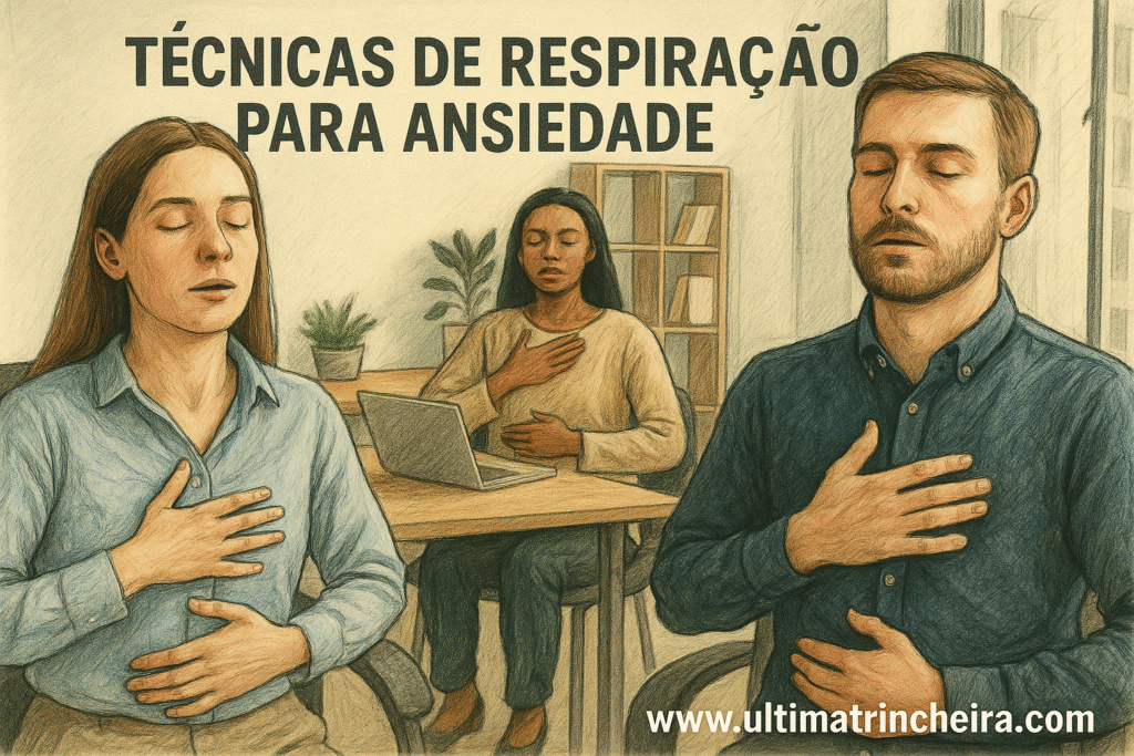 Domine 2 técnicas de respiração essenciais (4-7-8 e diafragmática) para acalmar seu corpo e mente em minutos. Reduza a ansiedade agora! Aprenda a respirar certo